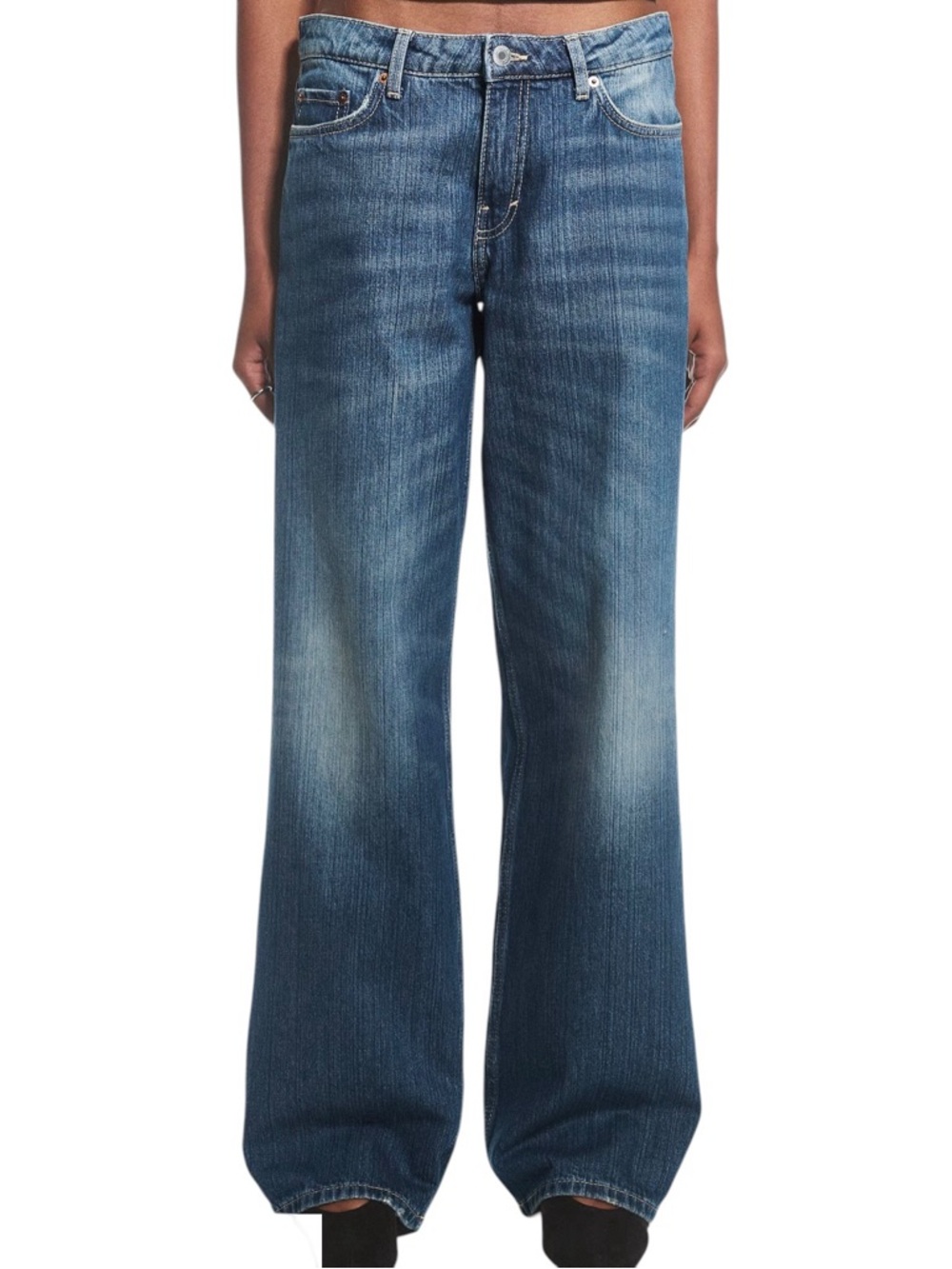 Asos weekday Blue Ample low loose wide leg denim Jeans cotton size 26 x 32 - Picture 5 of 14